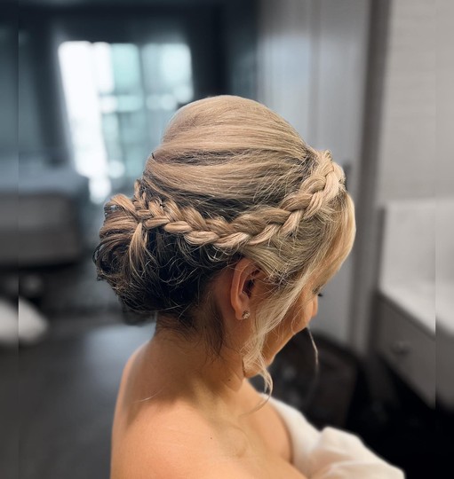 bride with braided hair